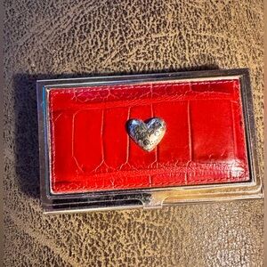 Vintage Brighton Red Crocodile Pattern Card Holder with Heart Accent